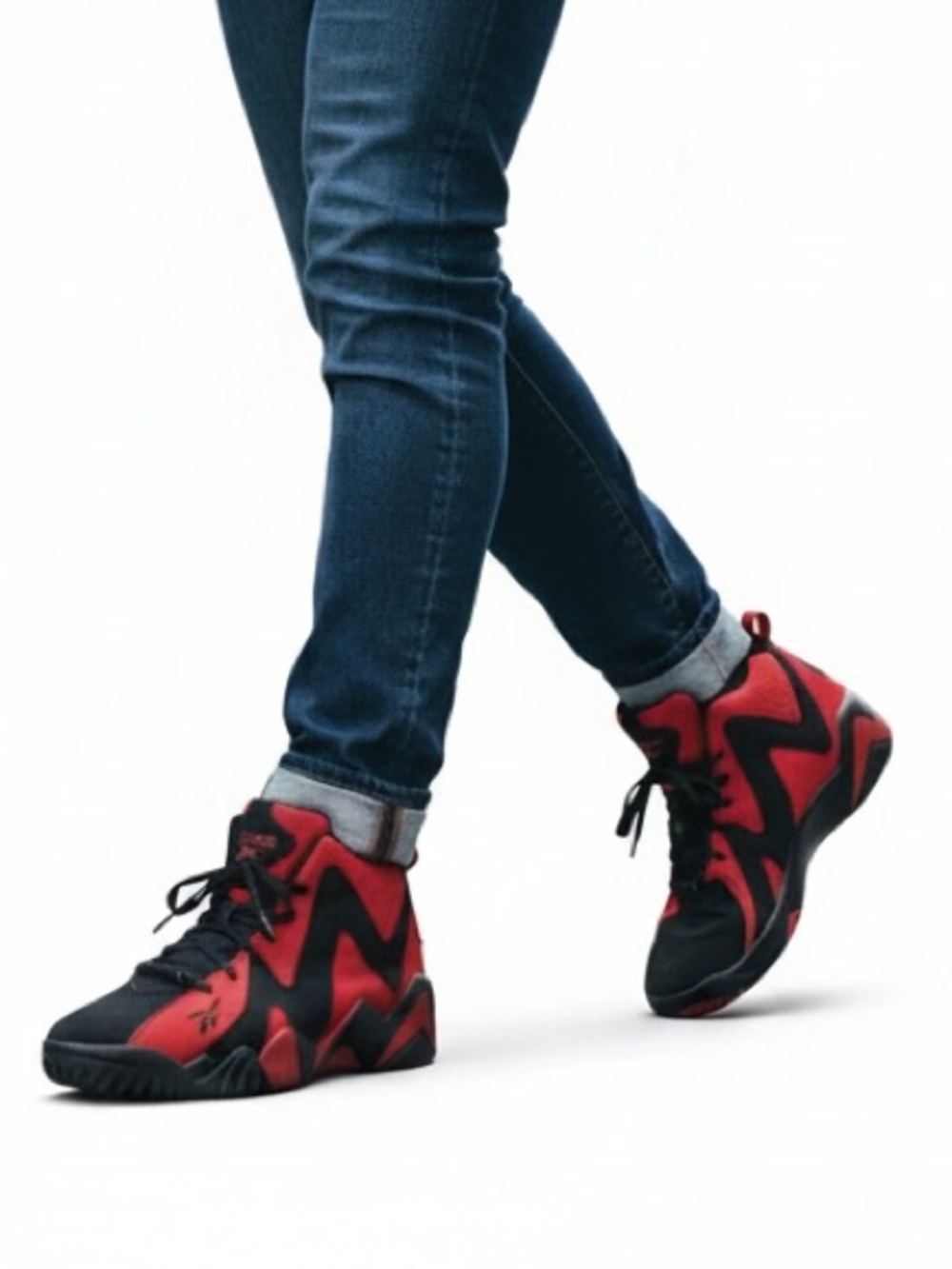 Reebok EUC Black and Red Zig-Zag High-Top Sneakers